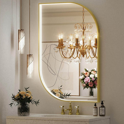 LED Mirror for Bathroom with Lights, Asymmetrical Unique Design - GlassAura