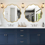 Gold Round Mirror Wavy Bathroom Vanity Mirror - GlassAura