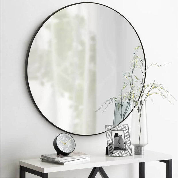 Round Black Wall Mirror - GlassAura