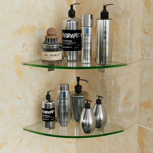 Glass Corner Shower Shelves, Shower Wall Shelves for Inside Shower - GlassAura