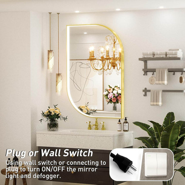 LED Mirror for Bathroom with Lights, Asymmetrical Unique Design - GlassAura