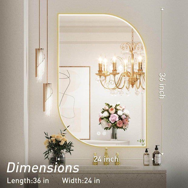 LED Mirror for Bathroom with Lights, Asymmetrical Unique Design - GlassAura