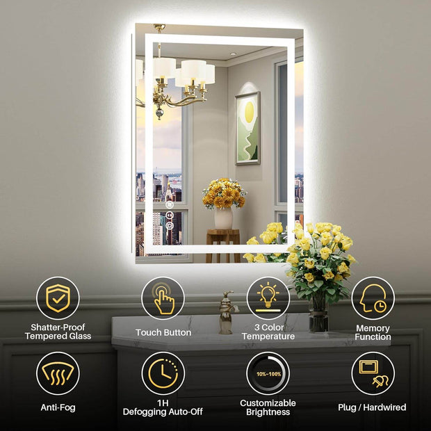 LED Bathroom Mirror with Lights - GlassAura