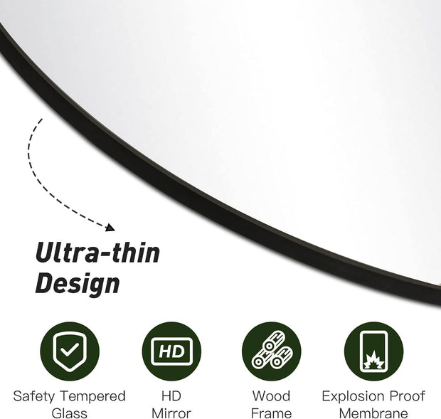 Round Black Wall Mirror - GlassAura