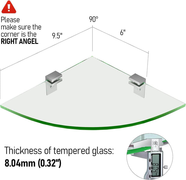 Glass Corner Shower Shelves, Shower Wall Shelves for Inside Shower - GlassAura