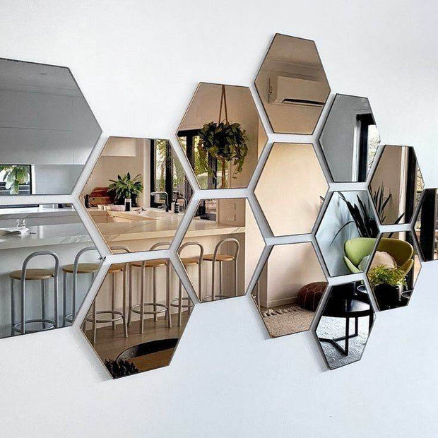 Hexagon Mirror Wall Stickers – Modern Home And Office Decor - GlassAura