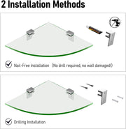 Glass Corner Shower Shelves, Shower Wall Shelves for Inside Shower - GlassAura