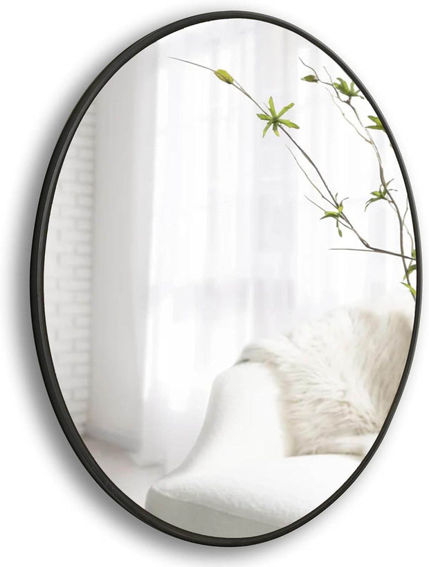 Round Black Wall Mirror - GlassAura