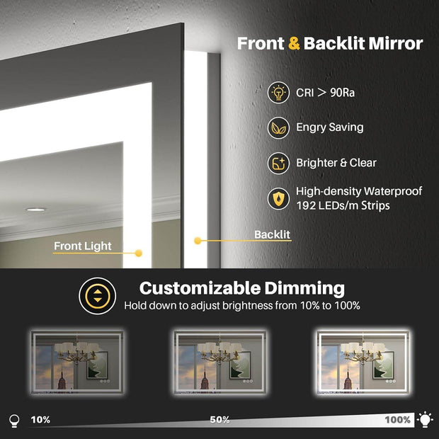 LED Bathroom Mirror with Lights - GlassAura