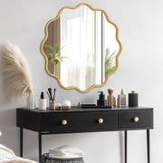 Gold Round Mirror Wavy Bathroom Vanity Mirror - GlassAura
