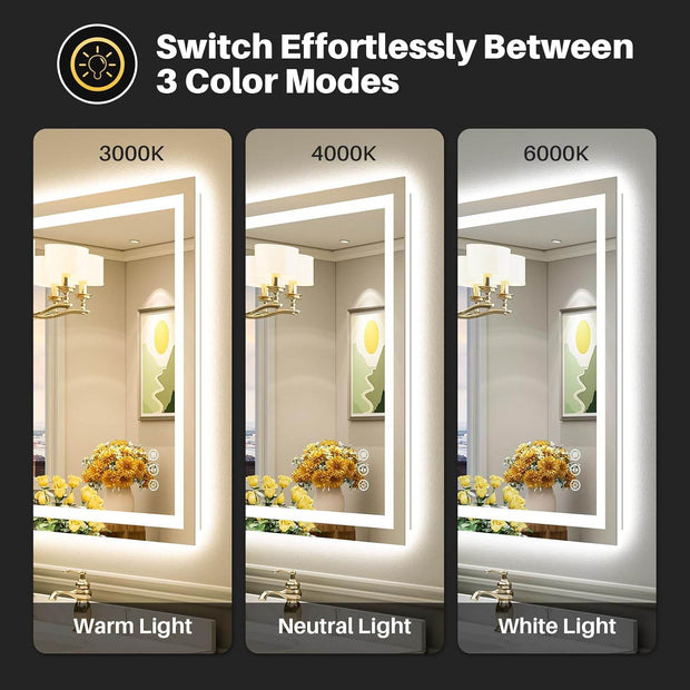 LED Bathroom Mirror with Lights - GlassAura