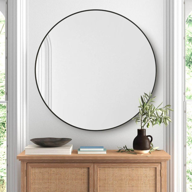 Round Black Wall Mirror - GlassAura