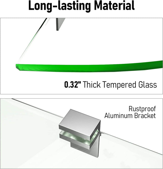 Glass Corner Shower Shelves, Shower Wall Shelves for Inside Shower - GlassAura