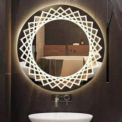 3D LED Round Mirror with Touch Sensor - GlassAura