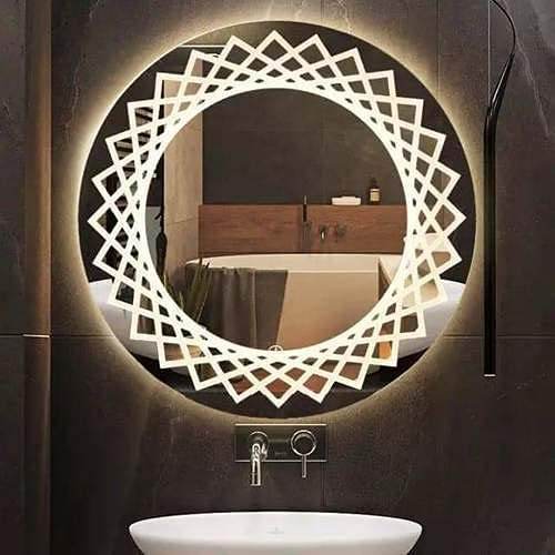 3D LED Round Mirror with Touch Sensor - GlassAura