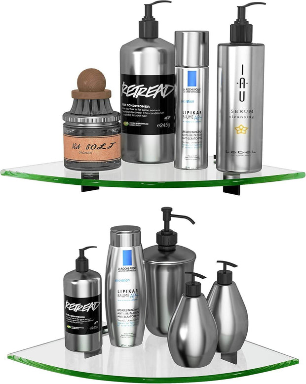 Glass Corner Shower Shelves, Shower Wall Shelves for Inside Shower - GlassAura