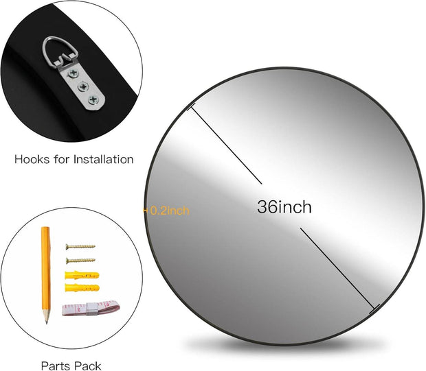 Round Black Wall Mirror - GlassAura