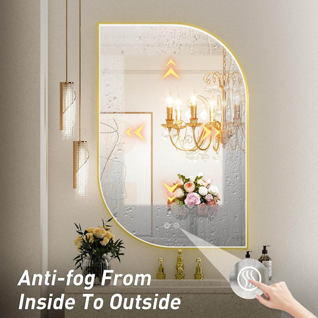 LED Mirror for Bathroom with Lights, Asymmetrical Unique Design - GlassAura