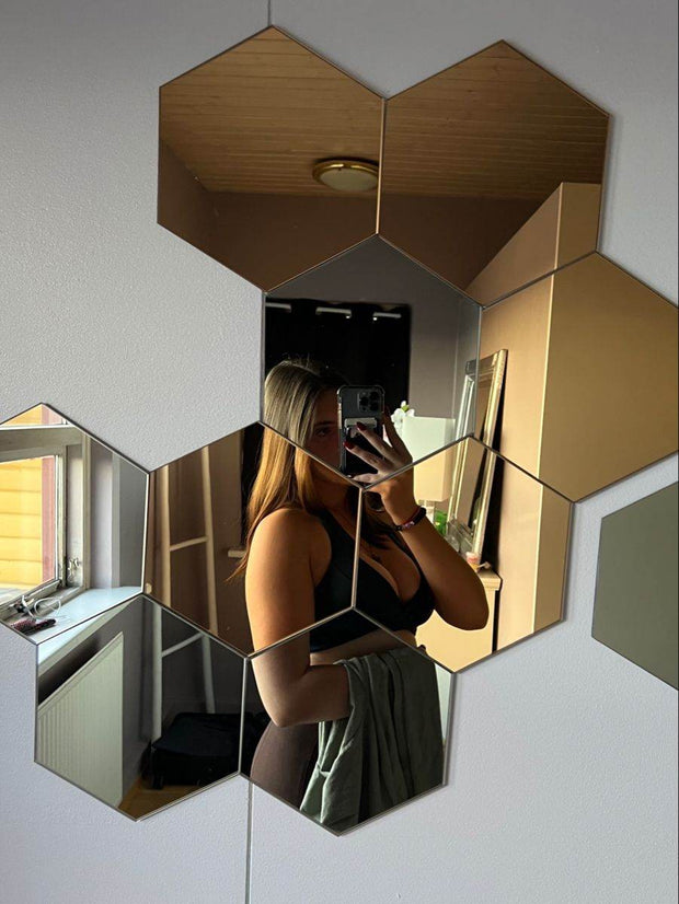 Hexagon Mirror Wall Stickers – Modern Home And Office Decor - GlassAura
