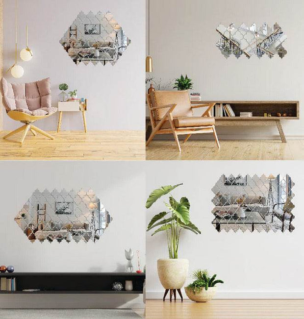 Acrylic Diamond Border Mirror Wall Decor - GlassAura