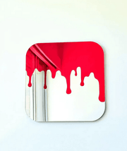 Red Drip Modern Wall Mirror – Bold Artistic Decor - GlassAura