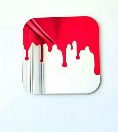 Red Drip Modern Wall Mirror – Bold Artistic Decor - GlassAura