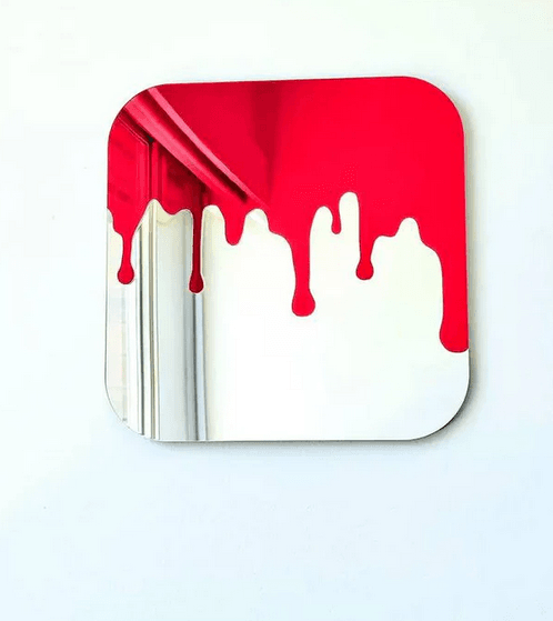 Red Drip Modern Wall Mirror – Bold Artistic Decor - GlassAura