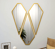 Modern Diamond Vanity Mirrors – Set of 3 with Gold Frames - GlassAura