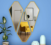 Modern Diamond Vanity Mirrors – Set of 3 with Gold Frames - GlassAura