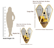 Modern Diamond Vanity Mirrors – Set of 3 with Gold Frames - GlassAura