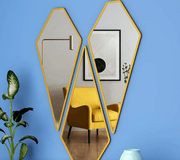 Modern Diamond Vanity Mirrors – Set of 3 with Gold Frames - GlassAura