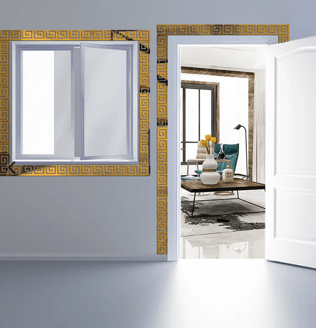Border Greek Mirror Wall Sticker - GlassAura