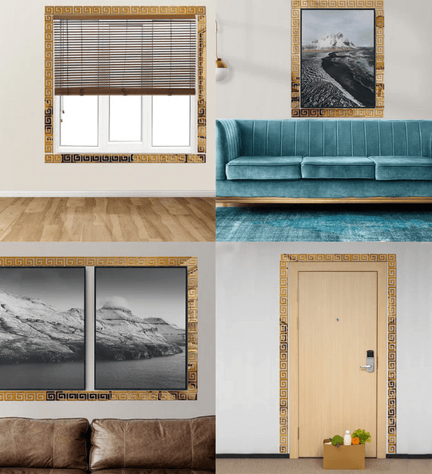 Border Greek Mirror Wall Sticker - GlassAura