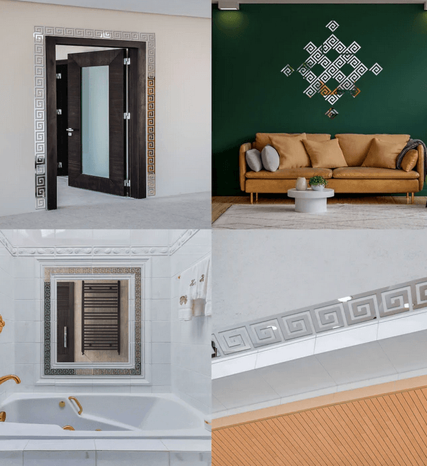 Border Greek Mirror Wall Sticker - GlassAura
