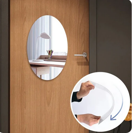 UnBreakable Imported Acrylic Oval Mirror (Self Adhesive)