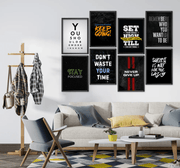 Motivational Mix 8-Panel Office Wall Art - GlassAura