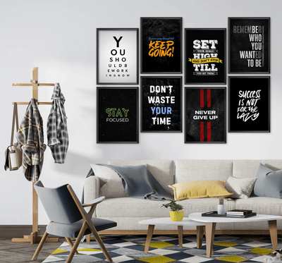Motivational Mix 8-Panel Office Wall Art - GlassAura