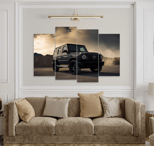 Mercedes Black G-Wagon – 4-Panel Desert Wall Art - GlassAura