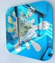 Modern Blue Splat Wall Mirror – Artistic Home Decor - GlassAura