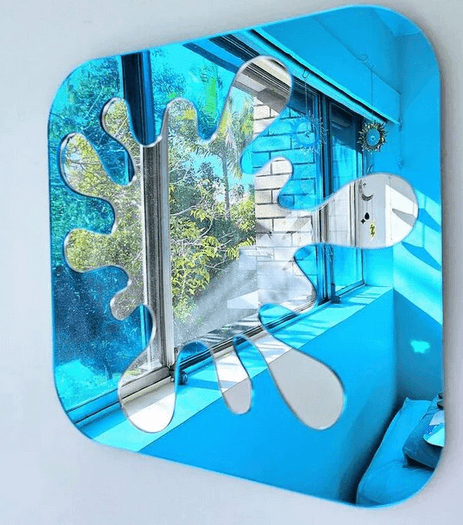 Modern Blue Splat Wall Mirror – Artistic Home Decor - GlassAura