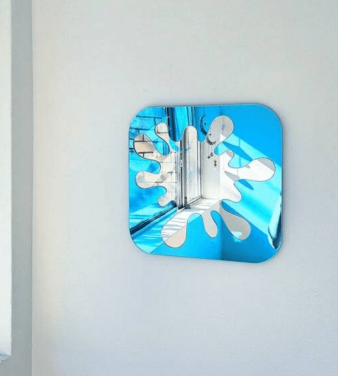 Modern Blue Splat Wall Mirror – Artistic Home Decor - GlassAura