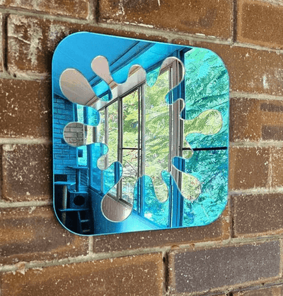 Modern Blue Splat Wall Mirror – Artistic Home Decor - GlassAura