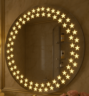 Premium LED Light Round Star Design Wall Mirror - GlassAura