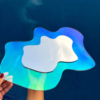 Colorful Abstract Wavy Mirror - Holographic, Modern Home Decor - GlassAura