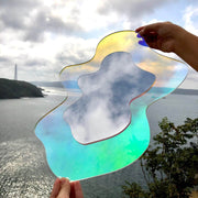 Colorful Abstract Wavy Mirror - Holographic, Modern Home Decor - GlassAura